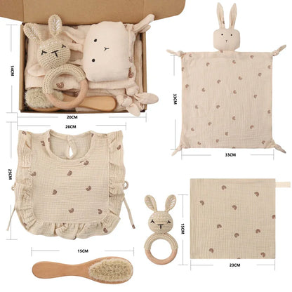 Teething Toy Wooden Ring Rattle Kit With Cotton Gauze Mobile Gym Newborn Gift Fall 2025 Soothing