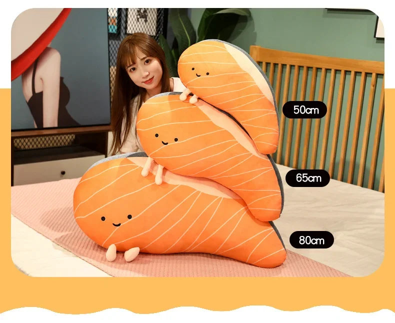 Plush Salmon Pillow Realistic Food Cushion Cozy Gift