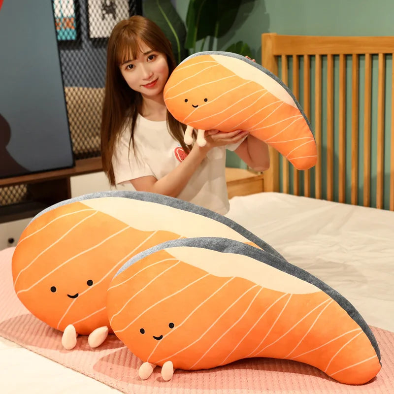 Plush Salmon Pillow Realistic Food Cushion Cozy Gift