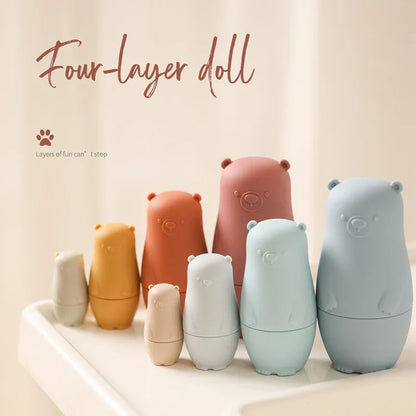 Silicone Stacking Toy Nesting Bear Matryoshka Kit Holiday Gift 2025 BPA Free Educational Toy