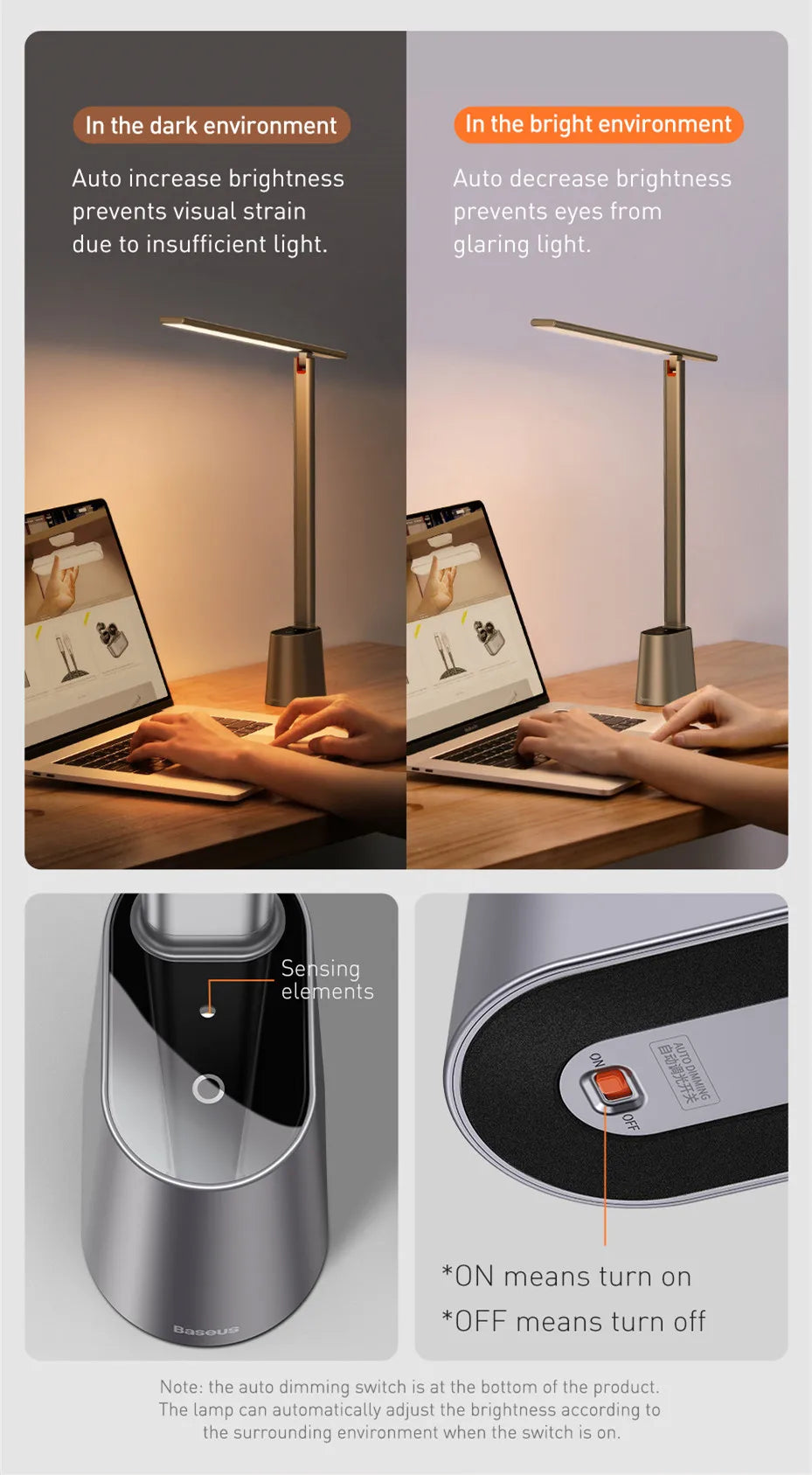 Desk LED Lamp Foldable Dimmable Eye Protection Study