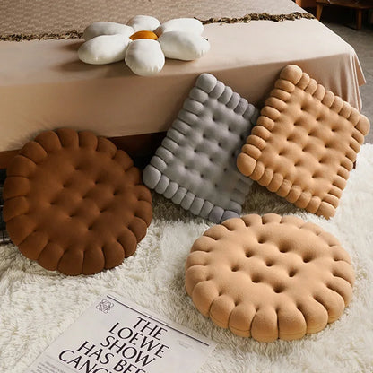Seat Cushion Biscuit Plush Pillow Cozy Household Decor Fall 2025 Decorative Chair Car Pad Comfort Gift