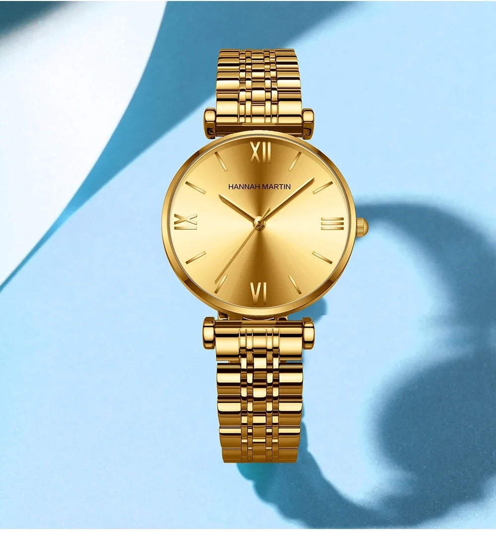 women's Timeless rose gold quartz wristwatch - stainless steel water-resistant minimalist round dial