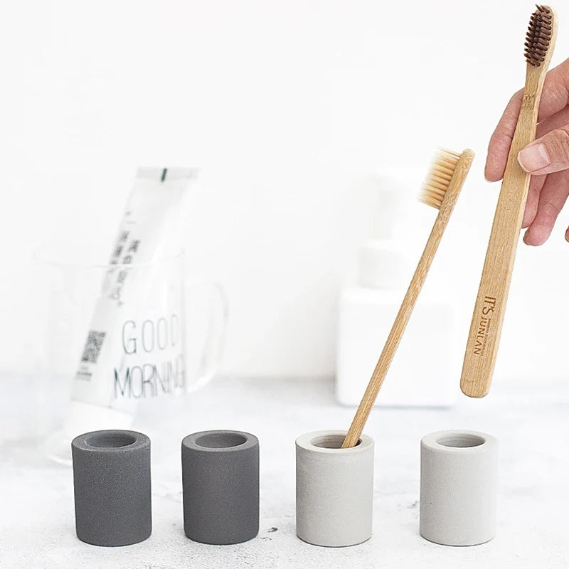 Travel-Friendly Travel Toothbrush Holder Device Kit - Diatomaceous Earth, Moisture Absorption, Grey