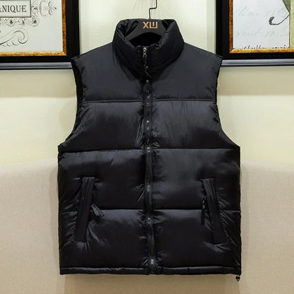 Men's Warm Puffer Vest - Sleeveless Quilted Down, Winter