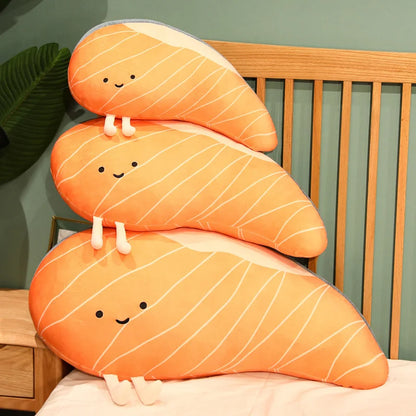 Plush Salmon Pillow Realistic Food Cushion Cozy Gift