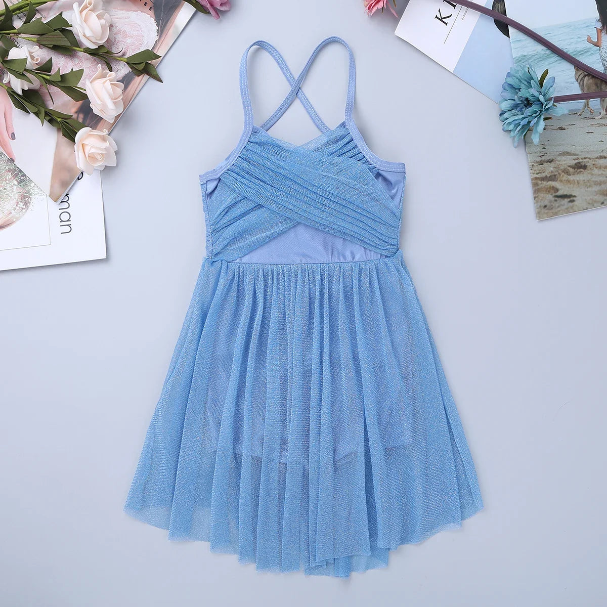 Lyrical, Glitter Mesh, Polyester, For Ballet, Gymnastics – Light Girls’ Dance Dress