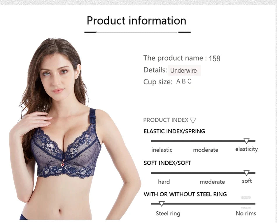 women's Flattering lace push-up bra - underwire 3/4 cup, nylon blend, everyday lingerie