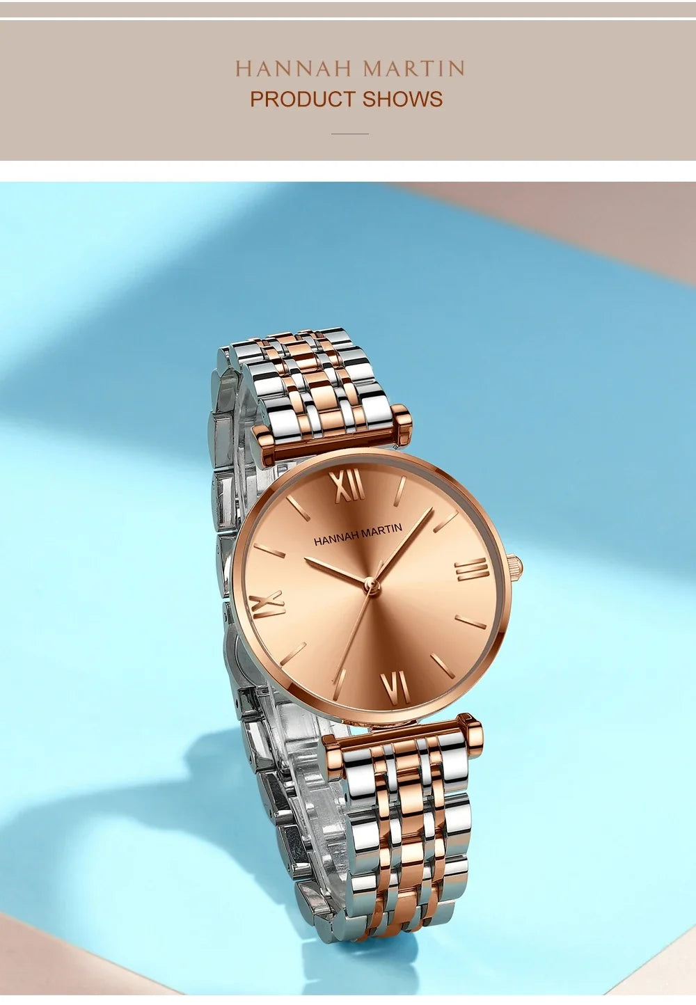 women's Timeless rose gold quartz wristwatch - stainless steel water-resistant minimalist round dial