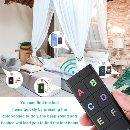 Cordless Key Finder 1 Transmitter 6 Receivers RF Locator Back To School 2025 Household Tracker With 80dB Beep And LED