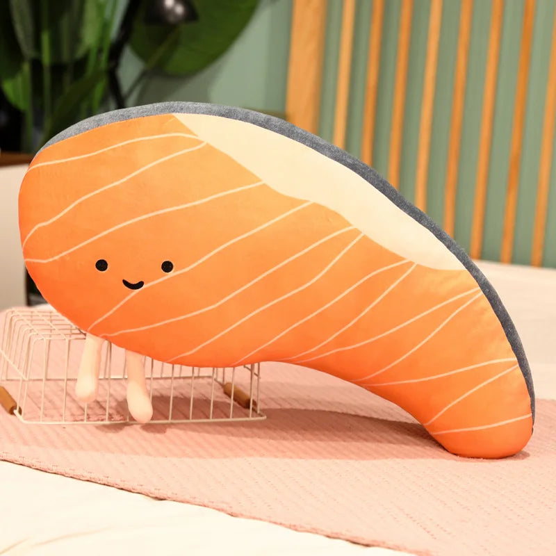 Plush Salmon Pillow Realistic Food Cushion Cozy Gift
