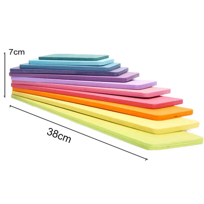 Rainbow Wooden Blocks Montessori Stacking Toys Wood Building Blocks Back to School 2025 Educational STEM Gift