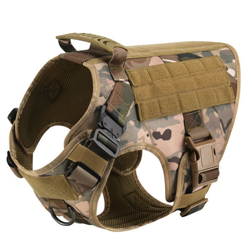 Tactical Dog Harness No-Pull With Front And Back D-Rings Fast-Release Buckles Top Handle Heavy-Duty Training