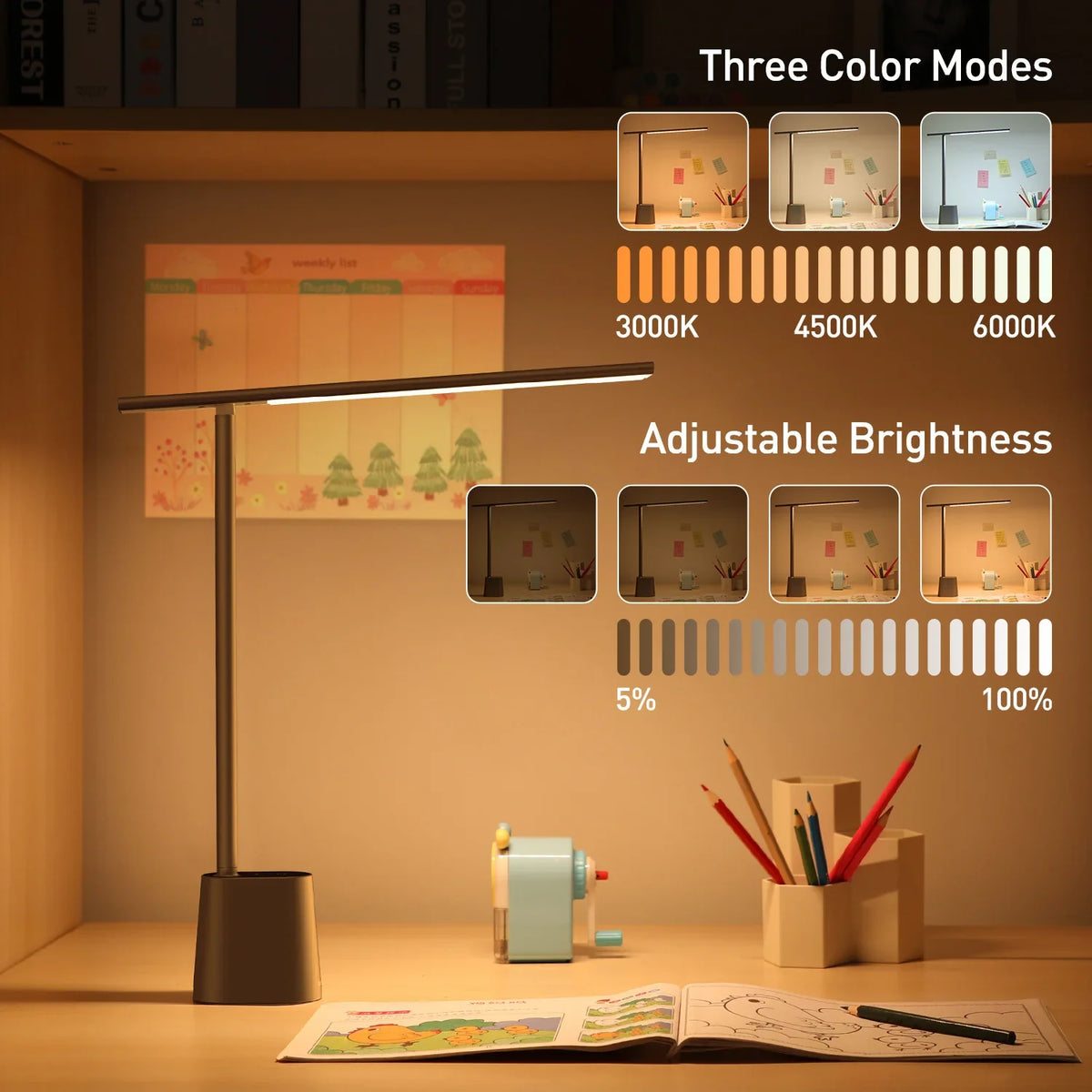 Desk LED Lamp Foldable Dimmable Eye Protection Study