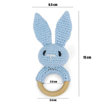 Bear Crochet Teether Rattle Ring Newborn Sensory Toys