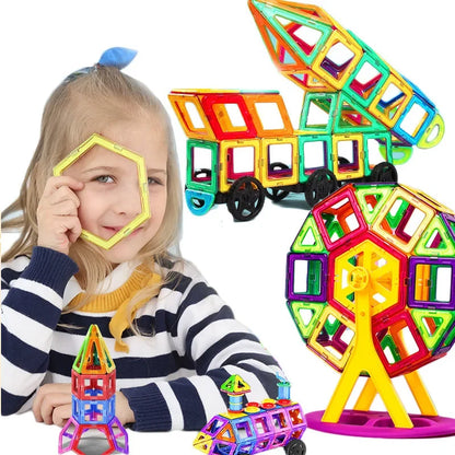 Educational Magnetic Building Blocks Kit - 40-Piece Colorful Constructor Toys for Kids, Triangle & Square Shapes, Fun Learning Activity