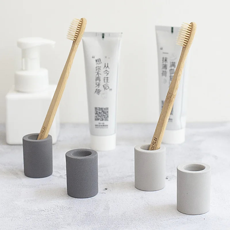 Travel-Friendly Travel Toothbrush Holder Device Kit - Diatomaceous Earth, Moisture Absorption, Grey