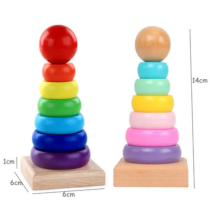 Rainbow Wooden Blocks Montessori Stacking Toys Wood Building Blocks Back to School 2025 Educational STEM Gift