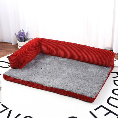 Dog Bed Coral Fleece L Shaped Sofa Bed Fall 2025 Water-Resistant Bolster Cushion Machine Washable Cozy Support