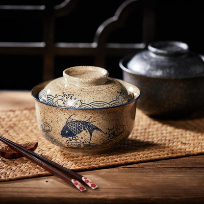 Bowl Ramen Large Ceramic With Lid Retro Fall 2025 Tableware