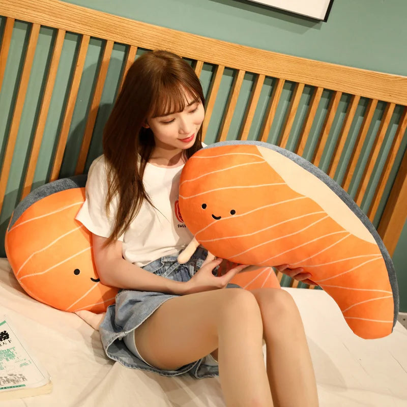 Plush Salmon Pillow Realistic Food Cushion Cozy Gift