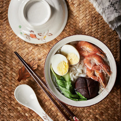 Bowl Ramen Large Ceramic With Lid Retro Fall 2025 Tableware