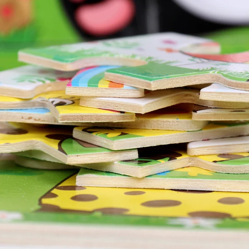 Vehicle Wooden Animal Puzzles for Kids Educational Gift