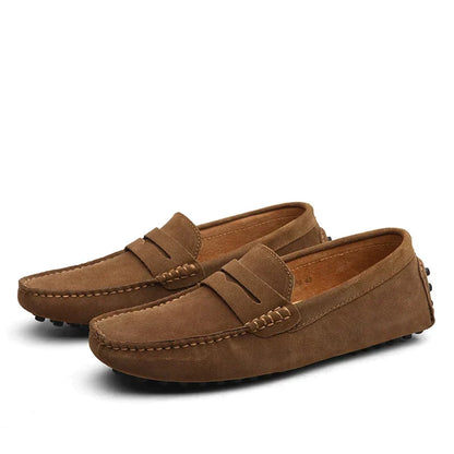 Classic Men's Moccasins, Lightweight Slip-On Suede Shoes with Durable Sole for Office and Casual Wear-1