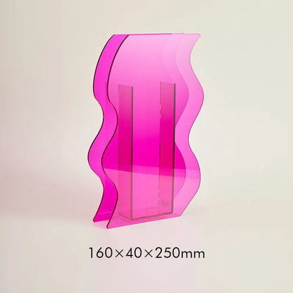 Acrylic Vase M Size Patterned Tabletop Vase Fall 2025 Rainbow Sunlight Reflection Desktop Household Decor Gift
