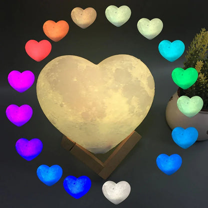 3D Moon Lamp Heart Shape Night Light USB Battery-Powered Remote Controlled Romantic Decor Fall 2025 Gift