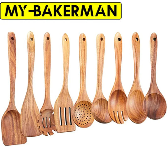 Eco-Friendly Cooking Spoons Non-Stick Safe 2026 – Organic Teak Wooden Kitchen Utensil Kit