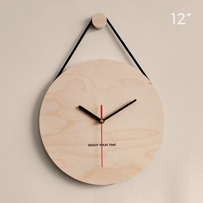 Wooden Wall Clock 12 Inch Hanging Rope Minimalist Round Clock Fall 2025 Rustic Household Decor Cozy Living Room Accent
