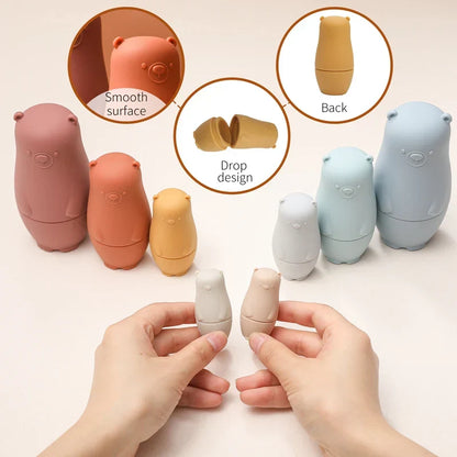 Silicone Stacking Toy Nesting Bear Matryoshka Kit Holiday Gift 2025 BPA Free Educational Toy