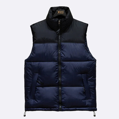 Men's Warm Puffer Vest - Sleeveless Quilted Down, Winter