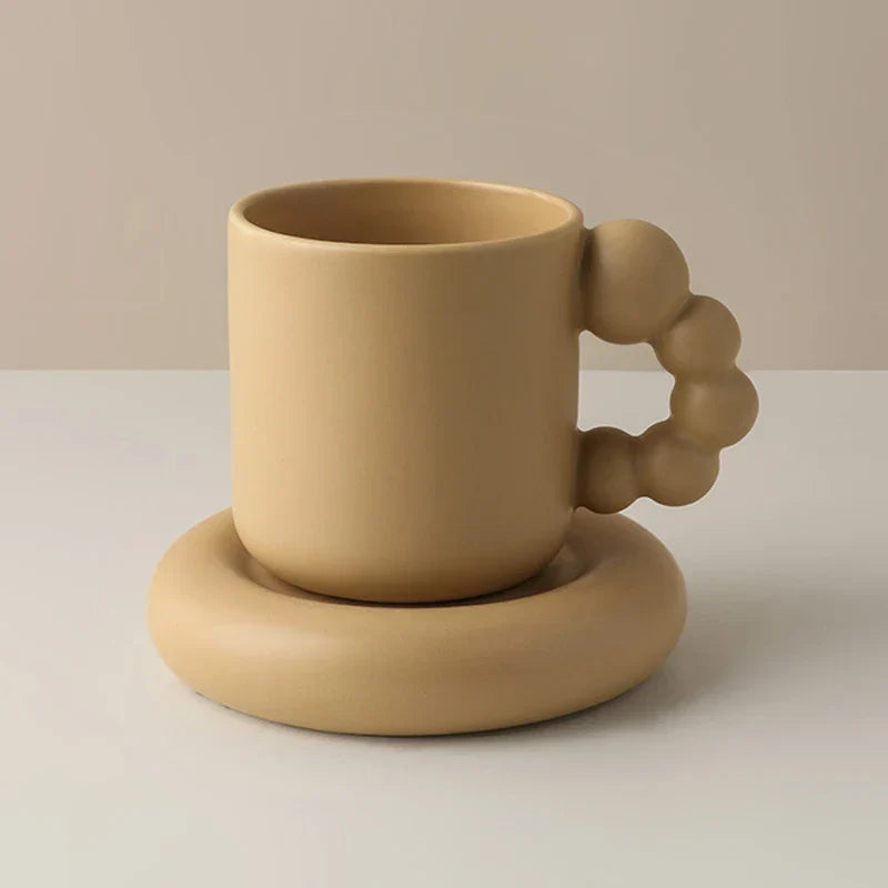 Ceramic Coffee Mug Lavender Porcelain Cup With Tray Scandinavian Handmade Household Decor Fall 2025 Gift