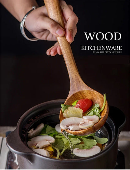 Eco-Friendly Cooking Spoons Non-Stick Safe 2026 – Organic Teak Wooden Kitchen Utensil Kit