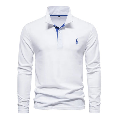 Plush Timeless Mens Long Sleeve Polo - Collared Cotton Casual