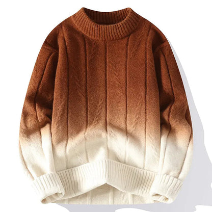 Plush Timeless Men's Gradient Knit Sweater - Crewneck Wool