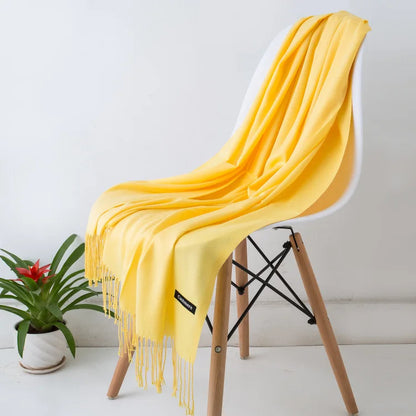 Cozy Warm Women Scarf - Long Fringe, Cashmere, Winter