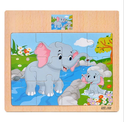 Vehicle Wooden Animal Puzzles for Kids Educational Gift