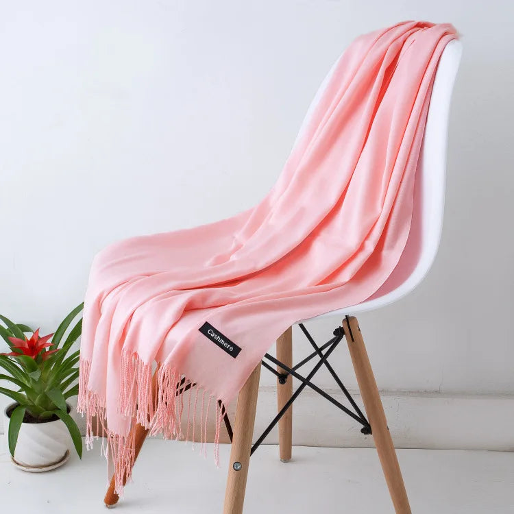 Cozy Warm Women Scarf - Long Fringe, Cashmere, Winter