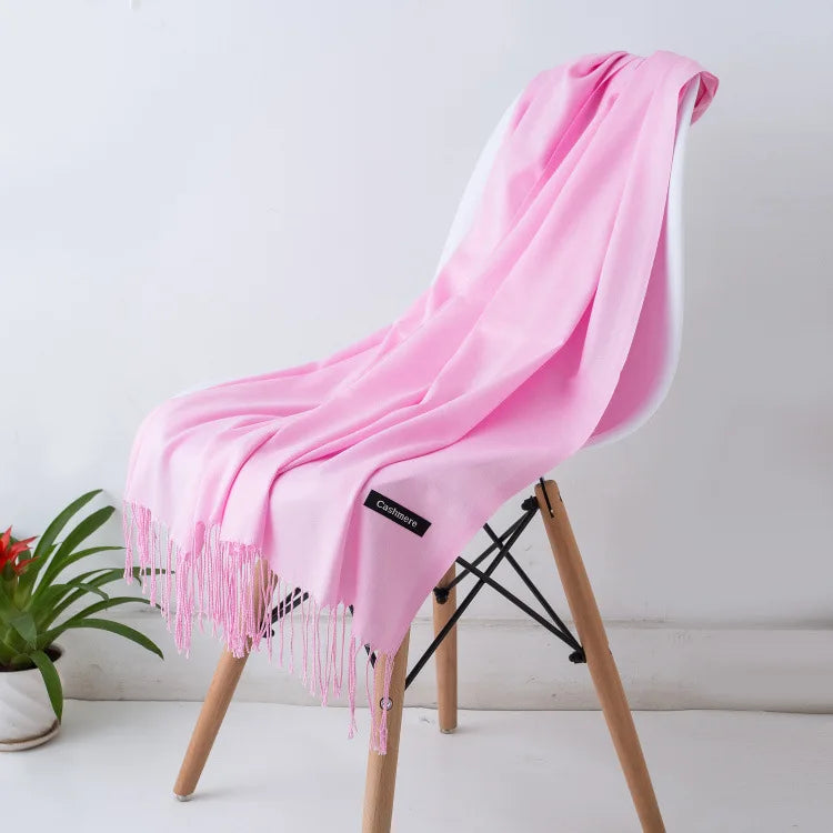 Cozy Warm Women Scarf - Long Fringe, Cashmere, Winter
