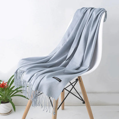 Cozy Warm Women Scarf - Long Fringe, Cashmere, Winter