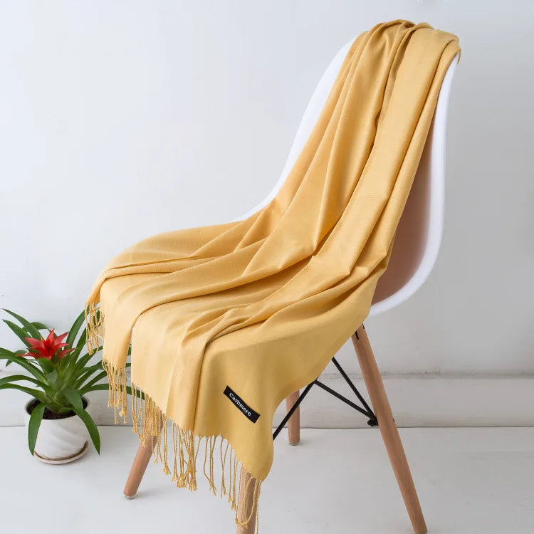 Cozy Warm Women Scarf - Long Fringe, Cashmere, Winter