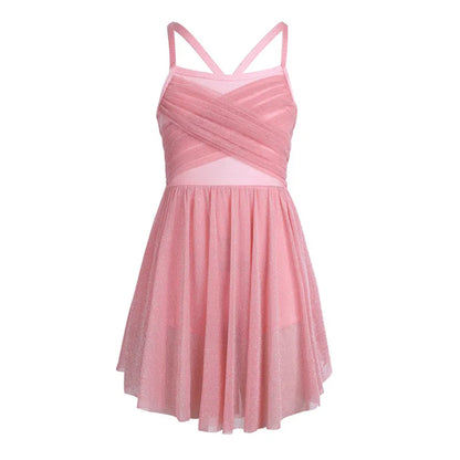 Light Girls' Dance Dress - Flowy, Glittery Mesh, Ballet & Gymnastics Costume