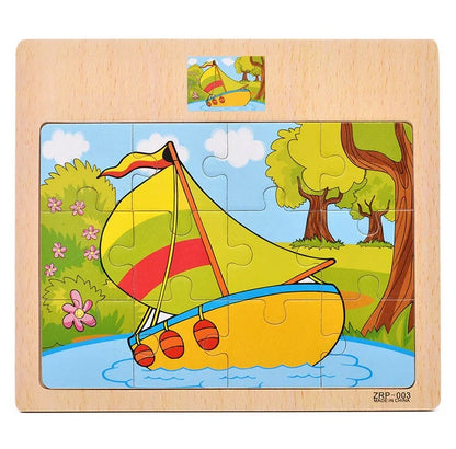 Vehicle Wooden Animal Puzzles for Kids Educational Gift