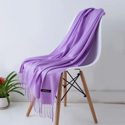 Cozy Warm Women Scarf - Long Fringe, Cashmere, Winter