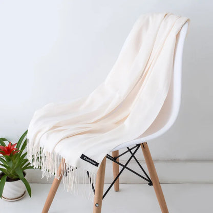Cozy Warm Women Scarf - Long Fringe, Cashmere, Winter