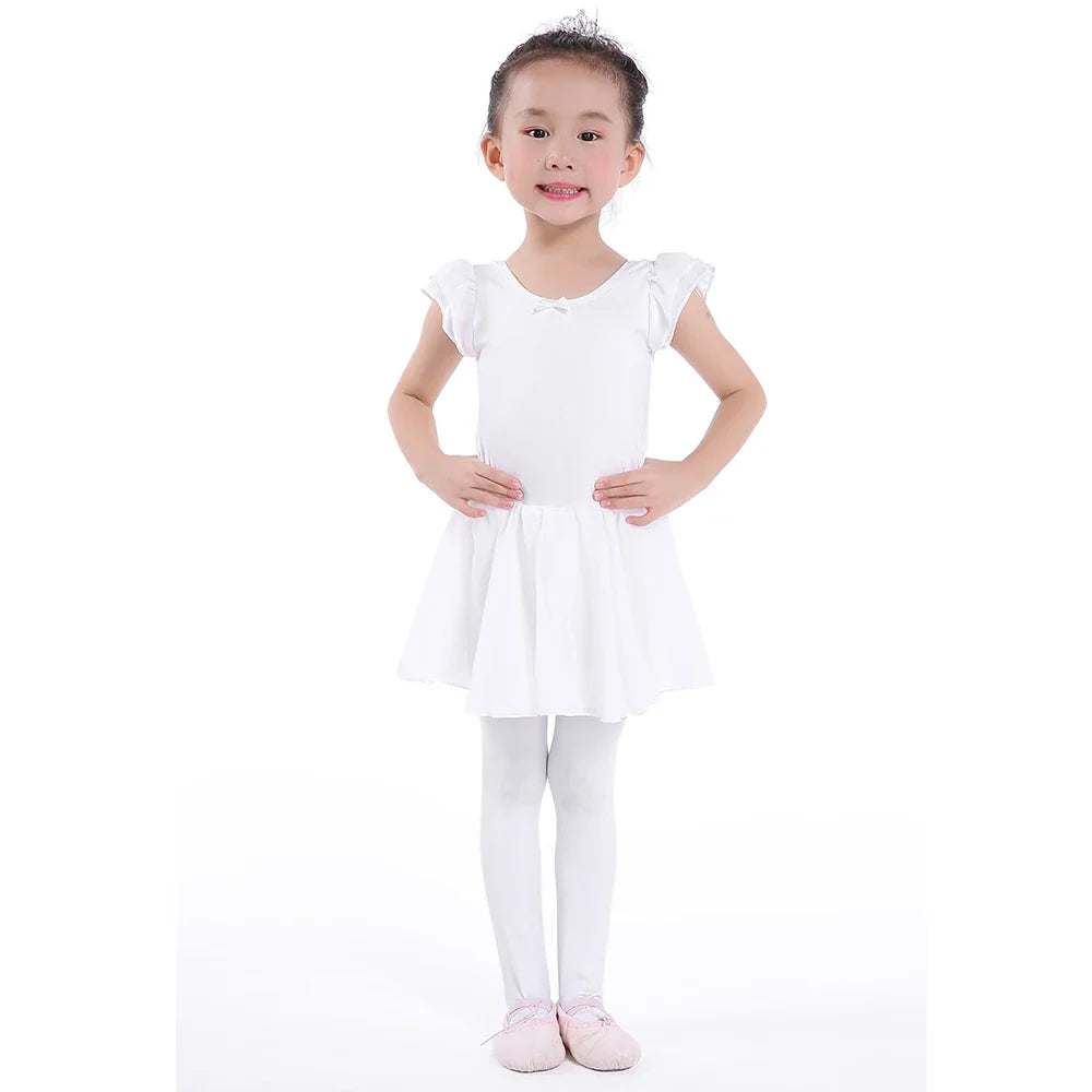 Plush girls ballet leotard with tutu - chiffon skirt, stretch fabric, for dance class