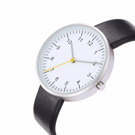 Watch Quartz With Yellow Second Hand Minimalist 40mm